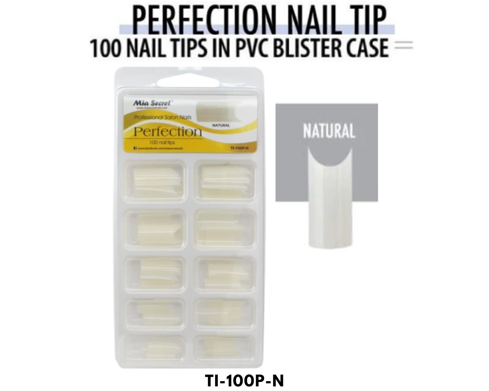 Mia Secret Professional Salon Nails Perfection Tips(Natural) 100pcs Blister Case