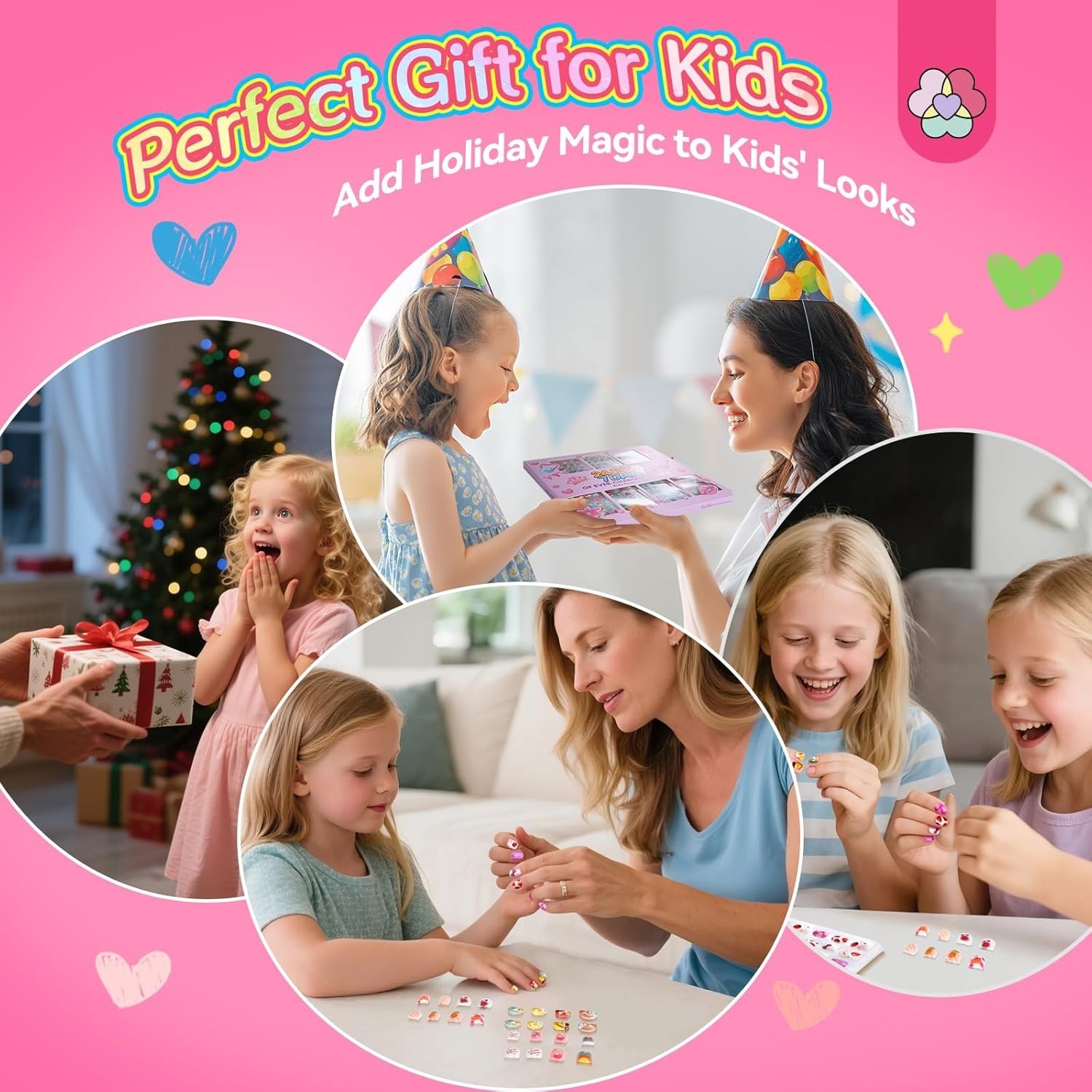 168Pcs 7 Pack Press on Nails for Kids: Funky-bright Fake Nails for Kids 8-12 …