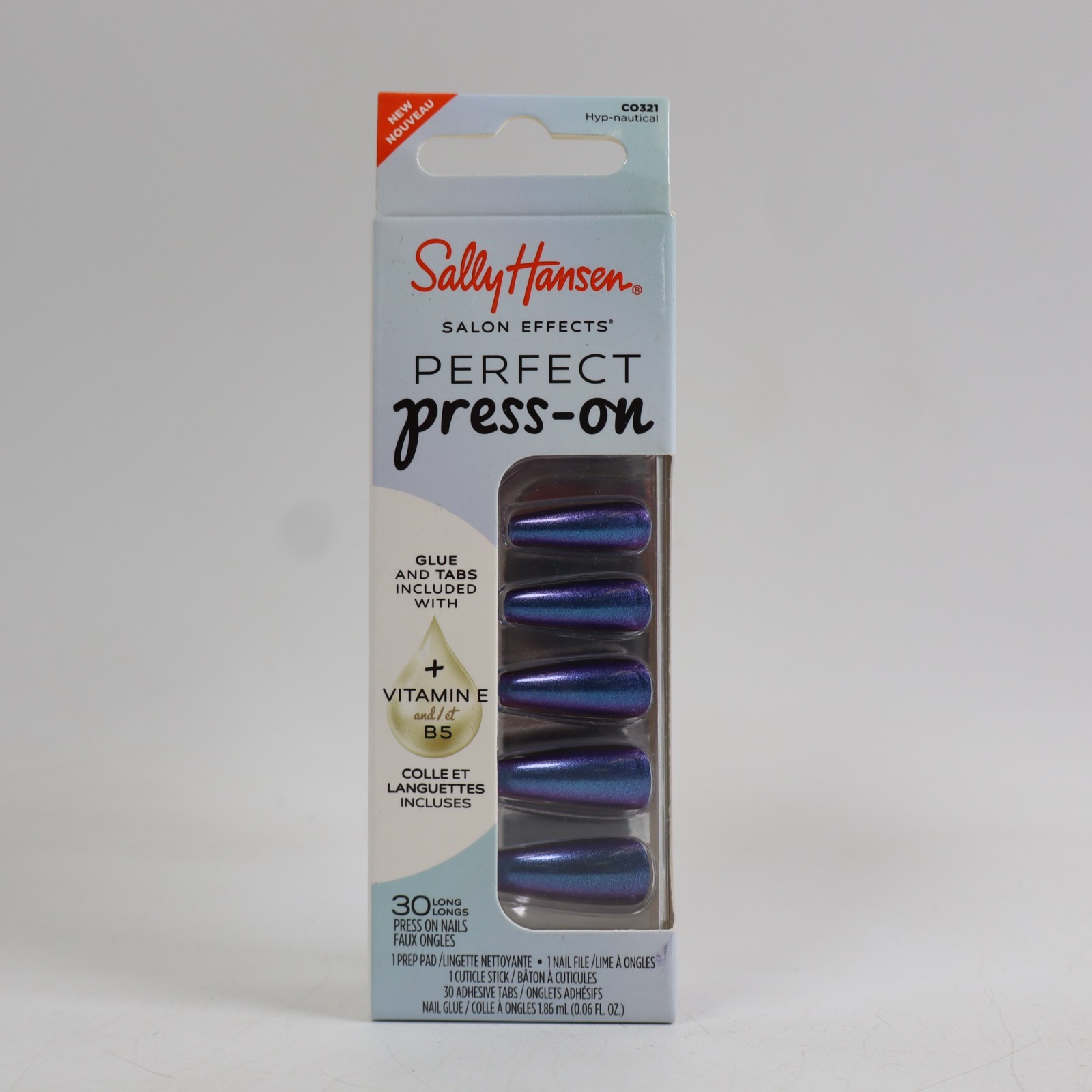 3 PACK Sally Hansen Salon Effects Perfect Press On Nails, Hyp-nautical CO321