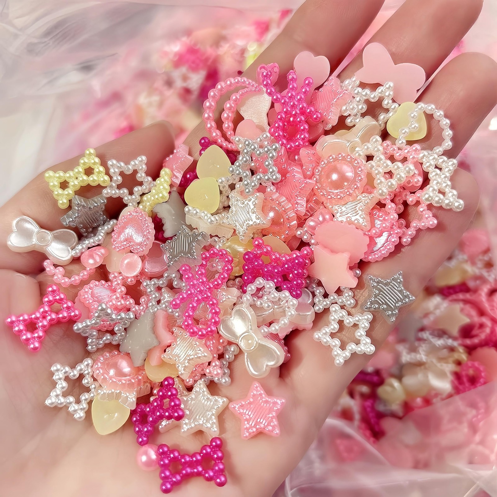 360Pcs Mixed 3D Nail Charms Kit Flatback Mix Styles Heart Star Bow Nail Rhine…