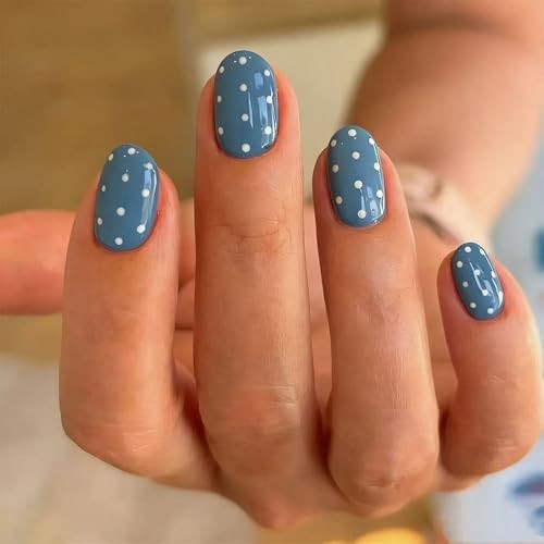Short Oval SWEKKE Fake Nails – Style12 – Polka Dots – Style12