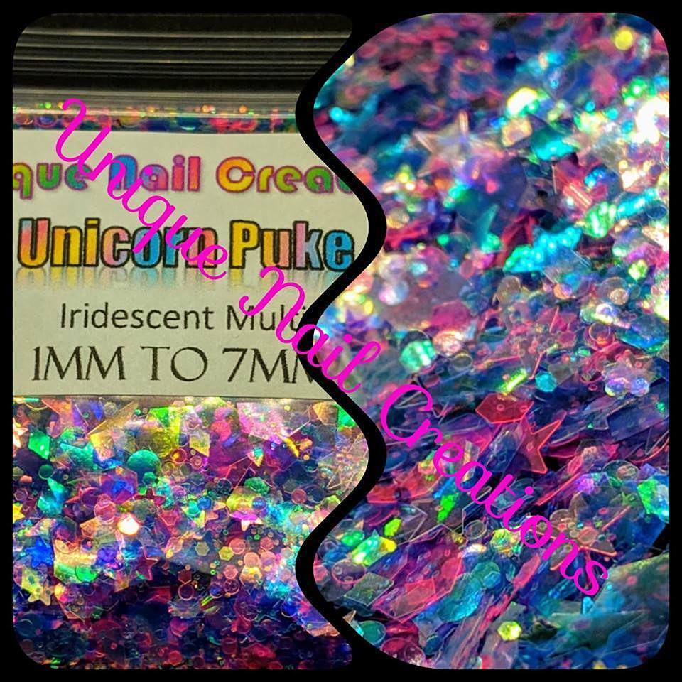 UNICORN PUKE~MULTI SHAPES GLITTER~Nail•Acrylic•Gel•Body Art•Face•Festival
