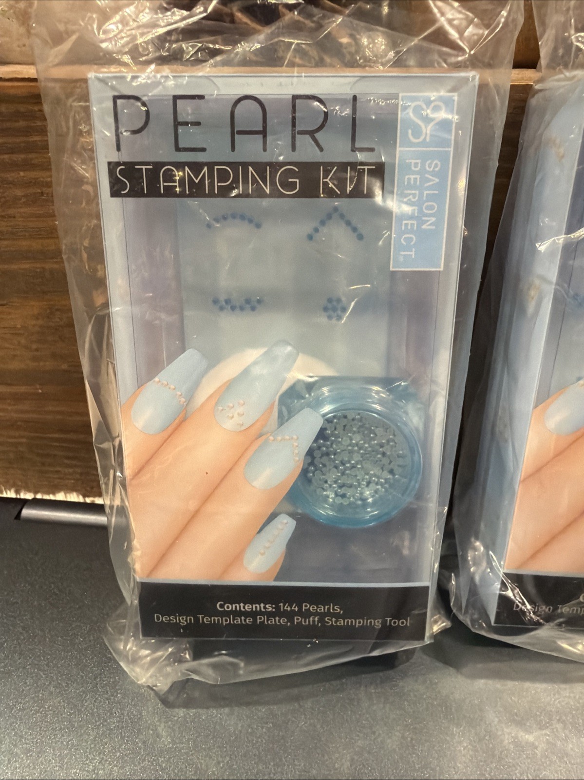Salon Perfect Pearl Stamping Kit For Nails W/ Faux Pearls & Templates – Set Of 2