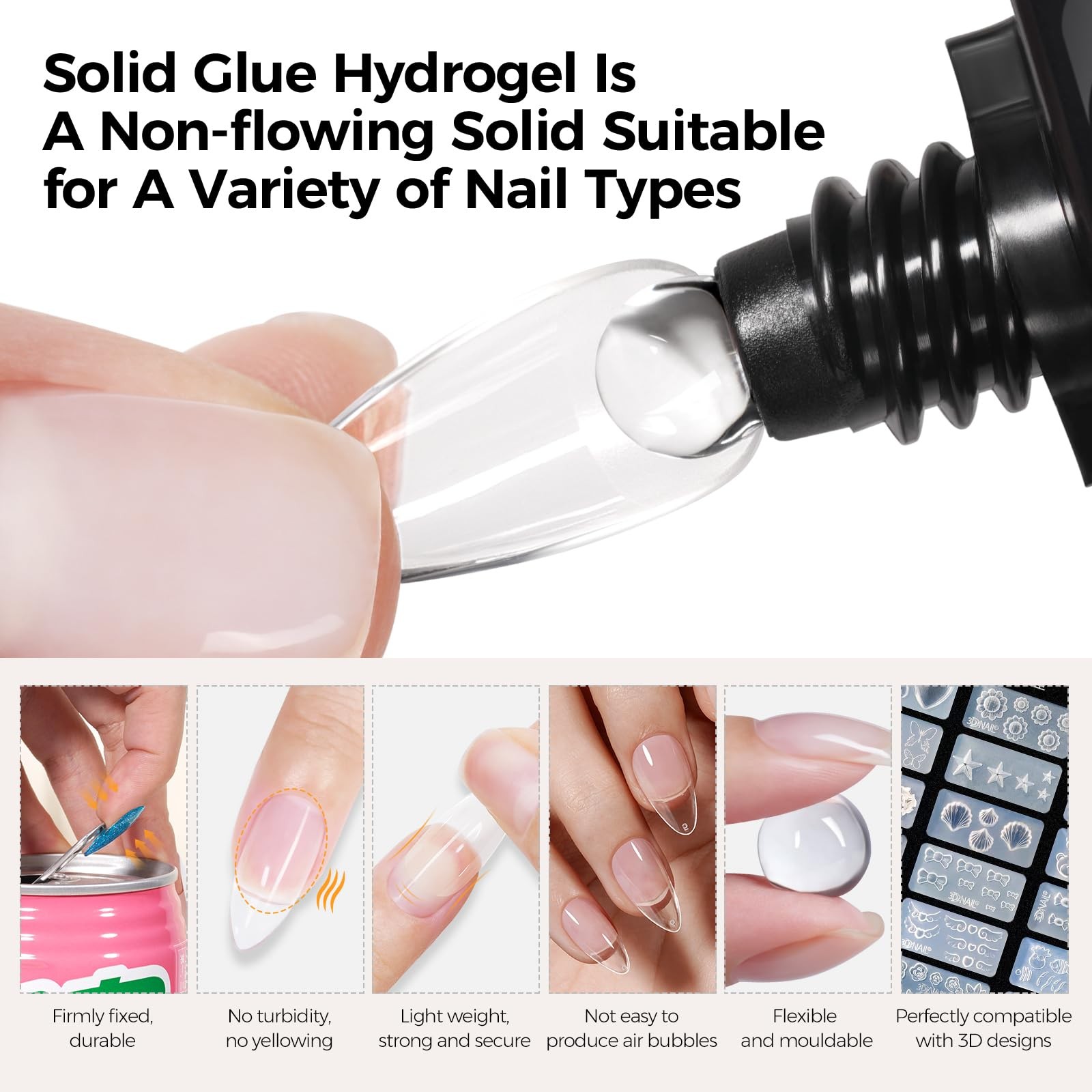 5 in 1 Gel Nail Glue, UV Nail Glue for Press ons, UV Lamp Required