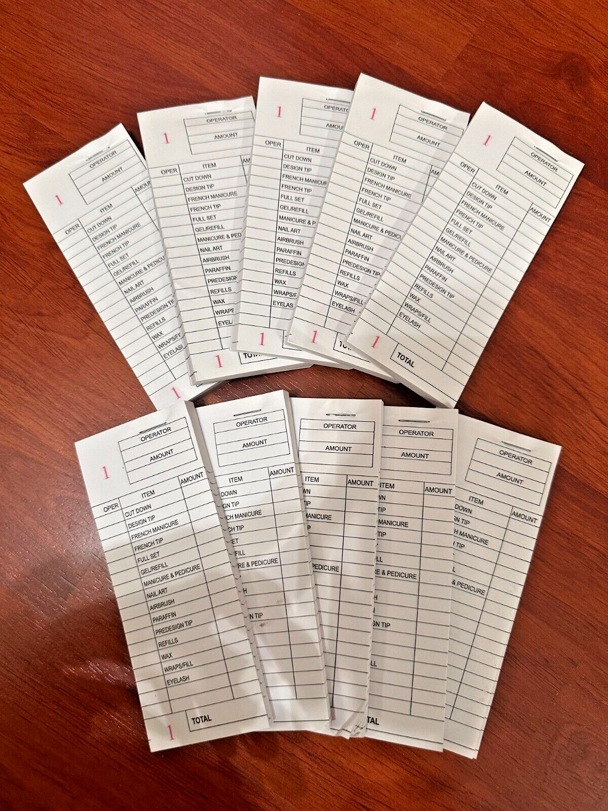 Nail Salon Ticket Check Book 100 ct/book 10 books/pack