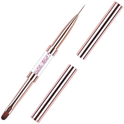 1Pcs Dual-ended Nail Design Brushes Rhinestone Handle Nail Art Liner Brush UV