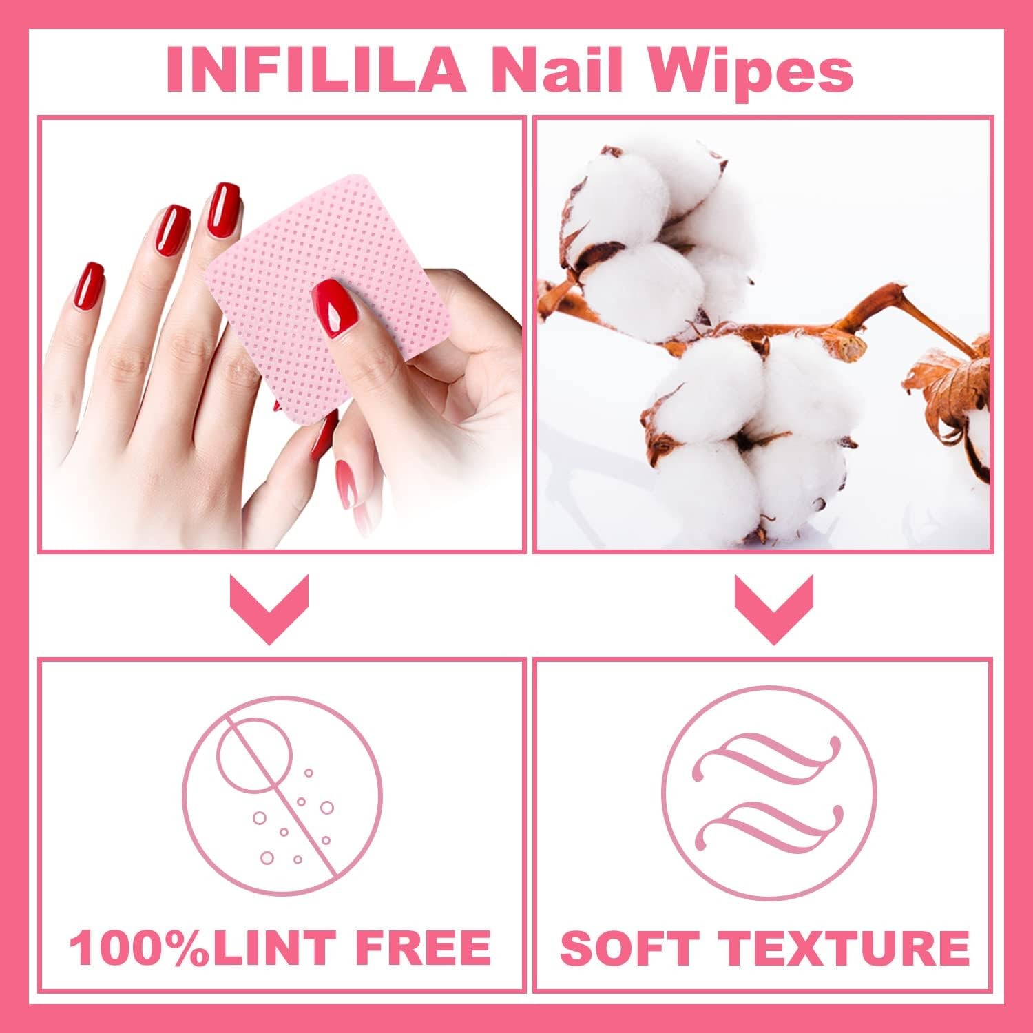 Lint Nail Wipes, Non-Woven Fabric Dry Nail Prep Wipes,