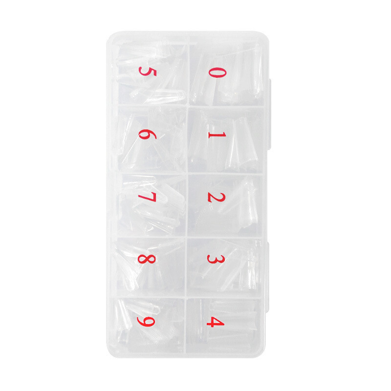 500Pcs/Case Acrylic French Half False Nail Tips Coffin Flat C Curve Nail Art
