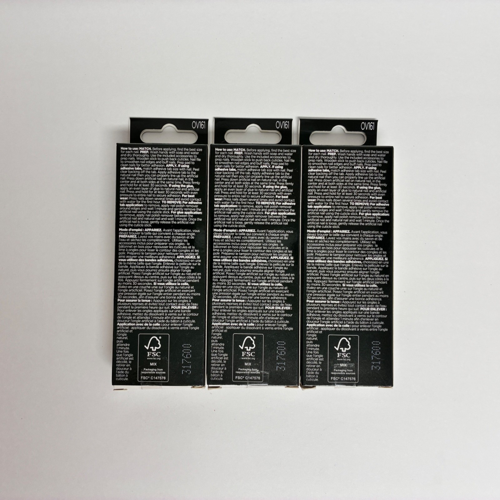 LOT of 3X Sally Hansen MOON-AMI OV161 Salon Perfect Manicure 24 OVAL Nails +GLUE