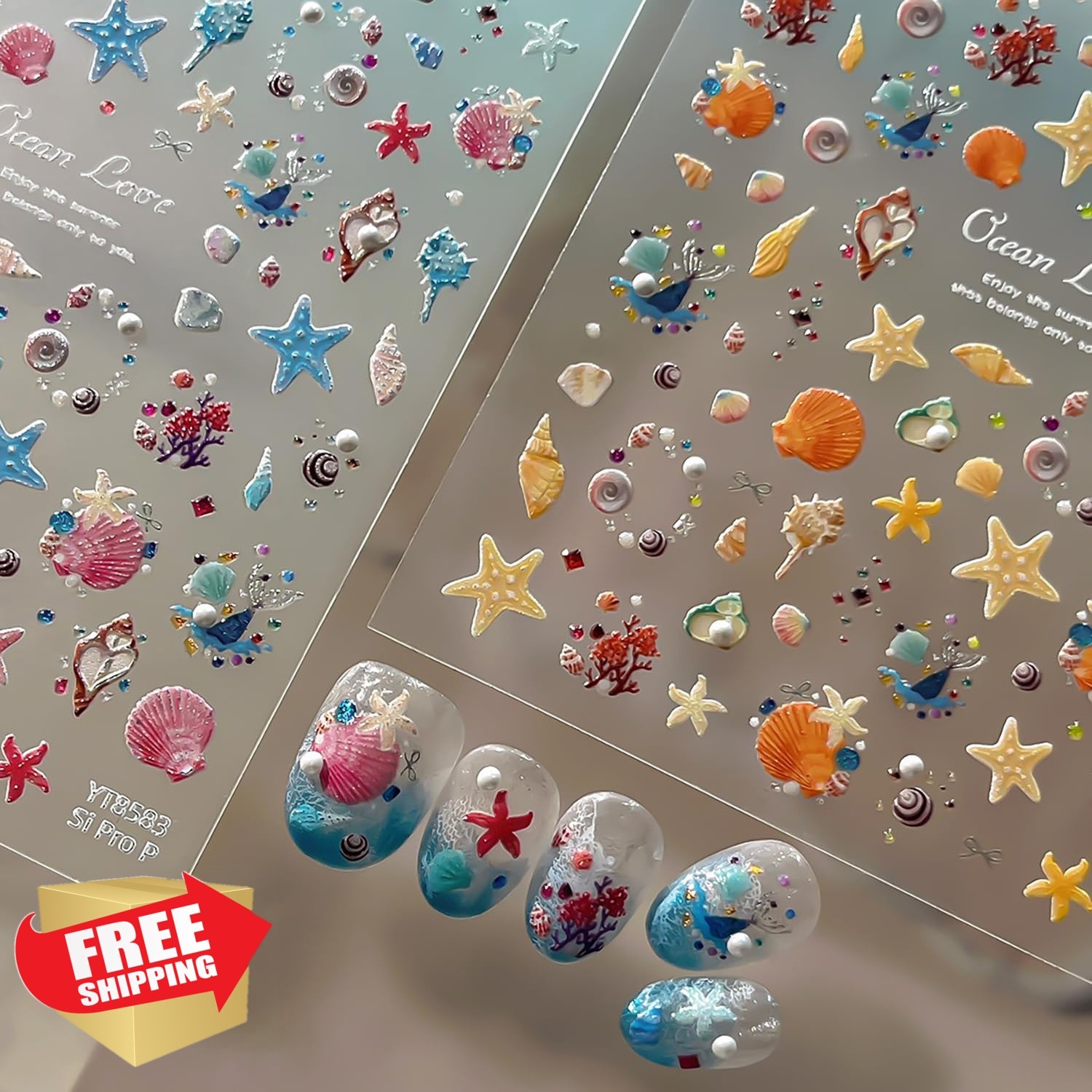 Sutaozhi Summer Beach Nail Stickers 21 Pearl