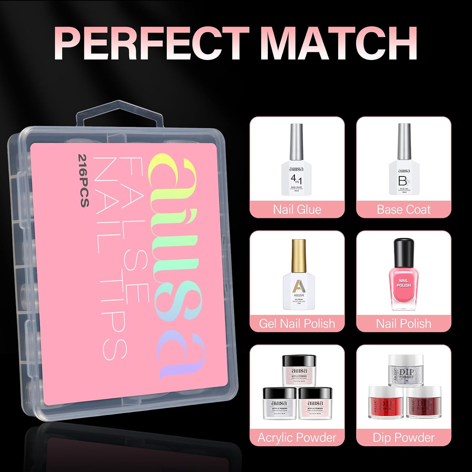 Long Almond Nail Tips Full Cover Clear Gelly Nails Tips Half Matte Acrylic Tips