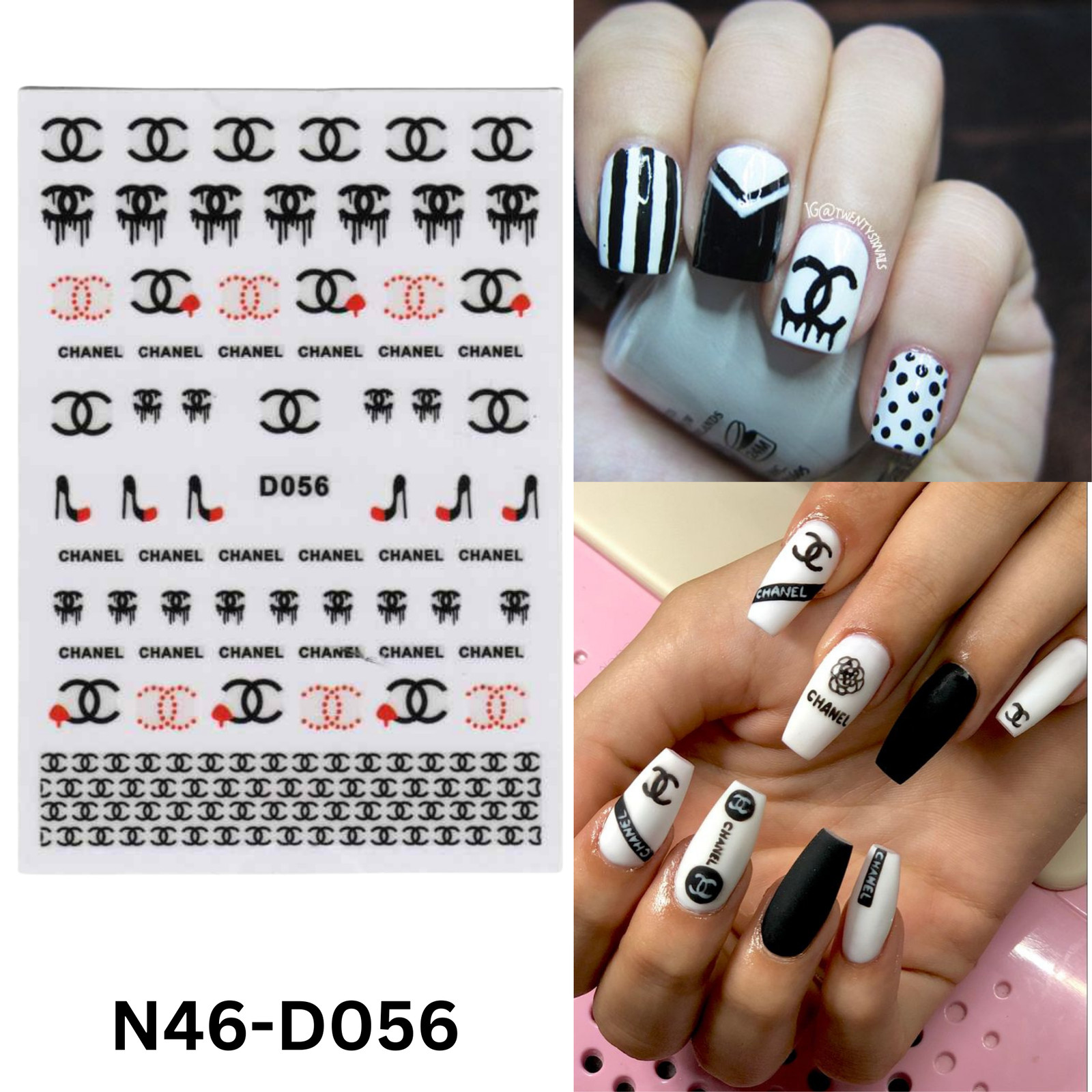 Black And Red Nail Sticker 3D, Nail Art Sticker Acrylic, Dipping, Gel X, Gel Man