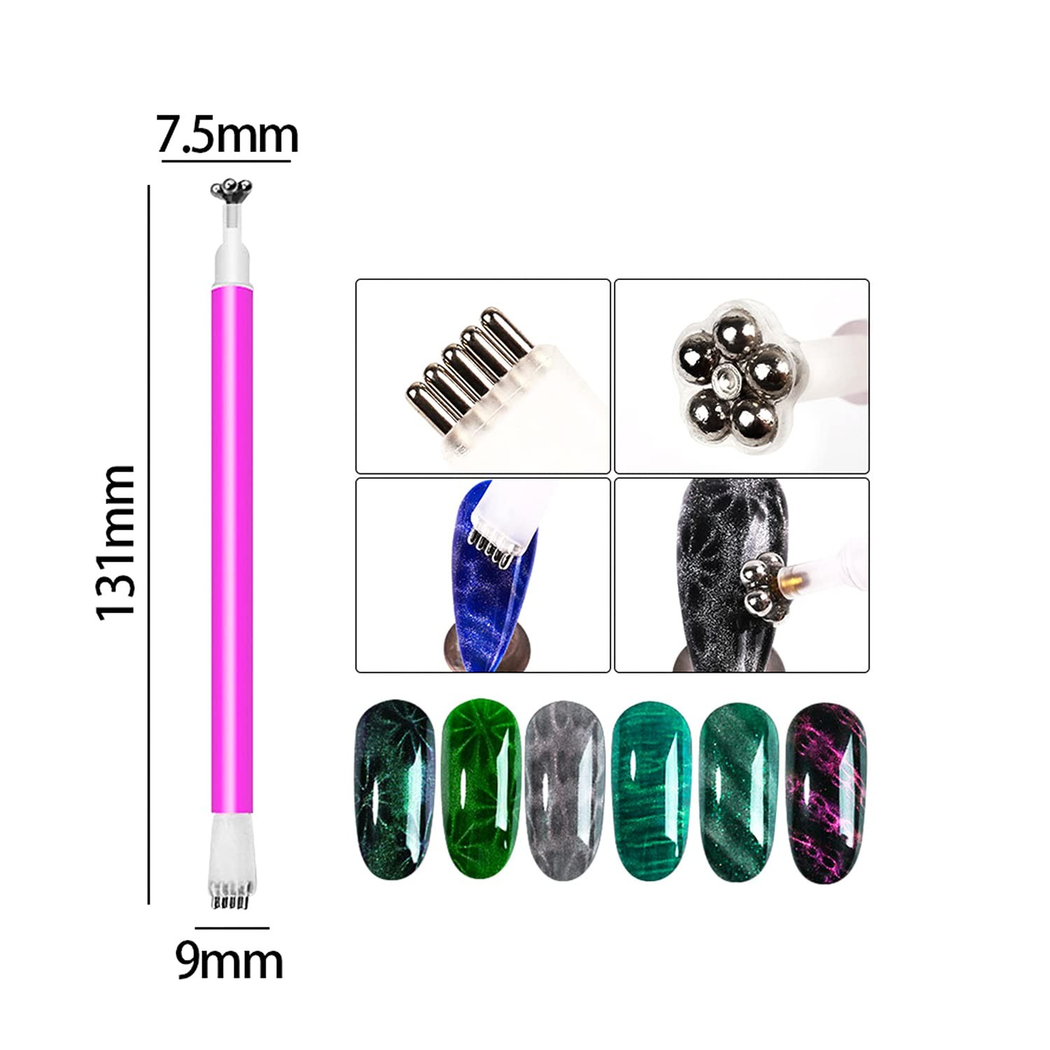 4pcs Cat Eye Magnet for Nails Double-Head Flower Nail Magnetic Stick Lengthen…