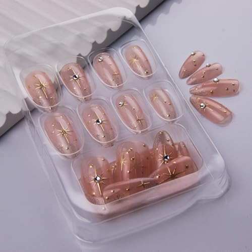 French Tip Press on Nails Almond Fake Nails Silver Glitter False Medium Style 8
