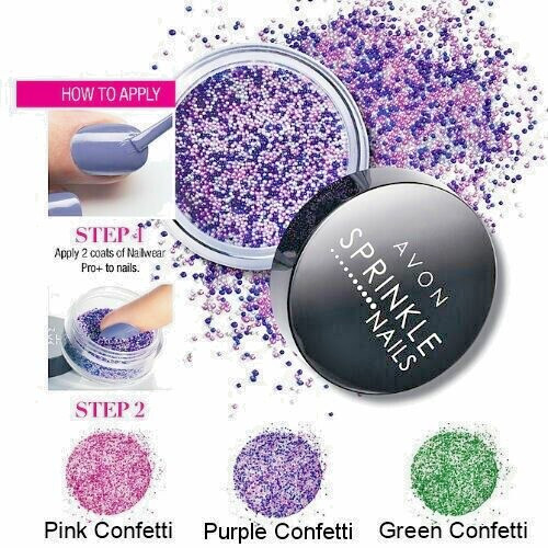 Avon Sprinkle Nails~Nail Art Beads- Purple Confetti~New in Box
