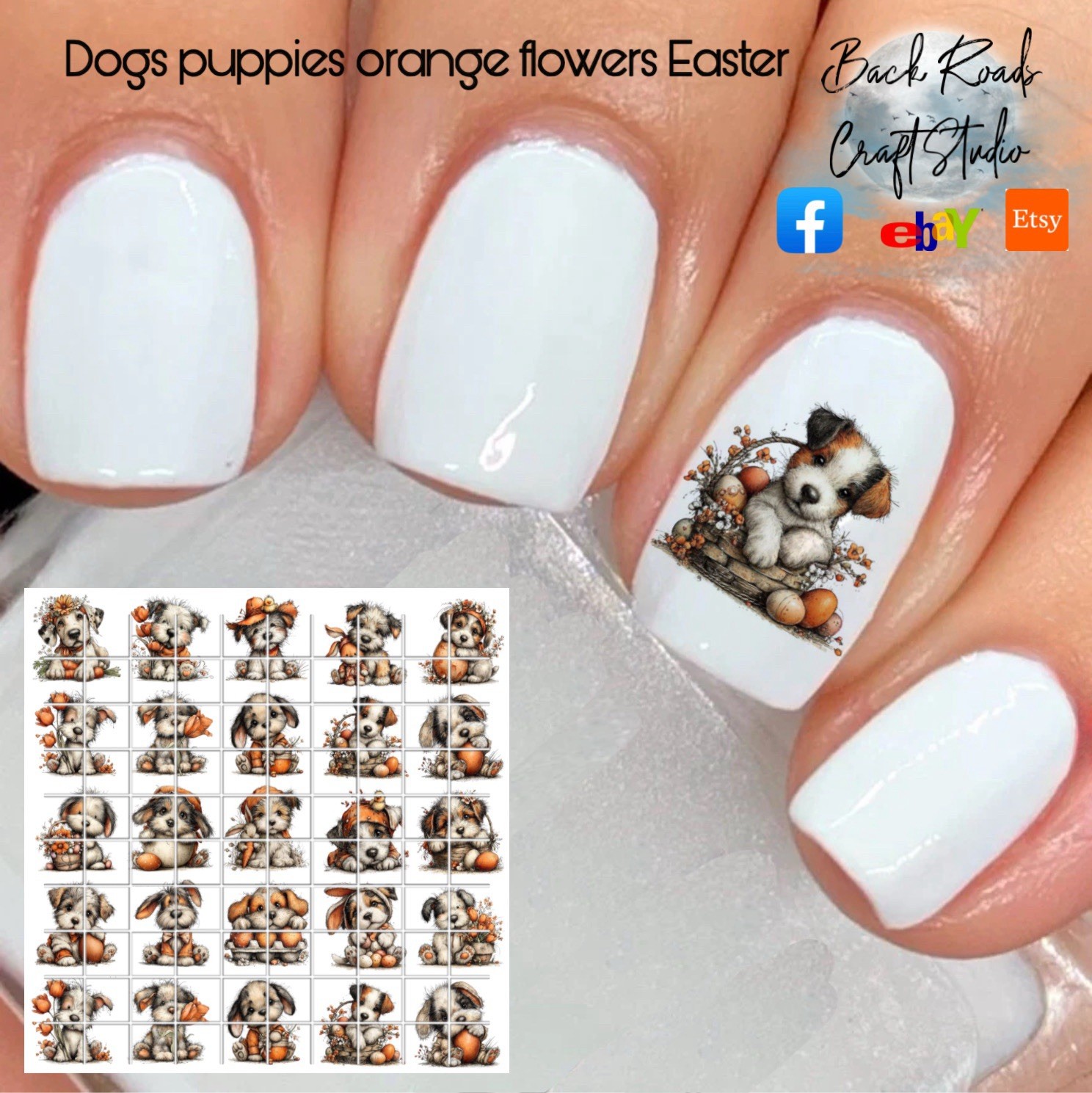 Easter Puppies Orange Flowers Waterslide Nail Decals Set Of 50 Instructions