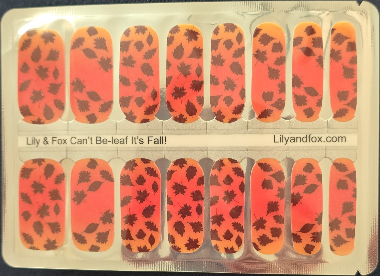 Lily & Fox Nail Wraps Can’t Be-leaf It’s Fall Leaves Matte Full Cover Orange