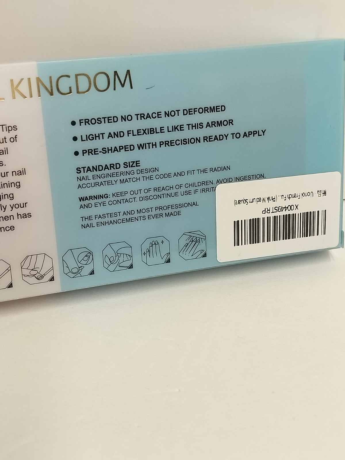 Nail Kingdom 240 Pieces Fake Nails – Full Cover Medium Length Pink False Nails