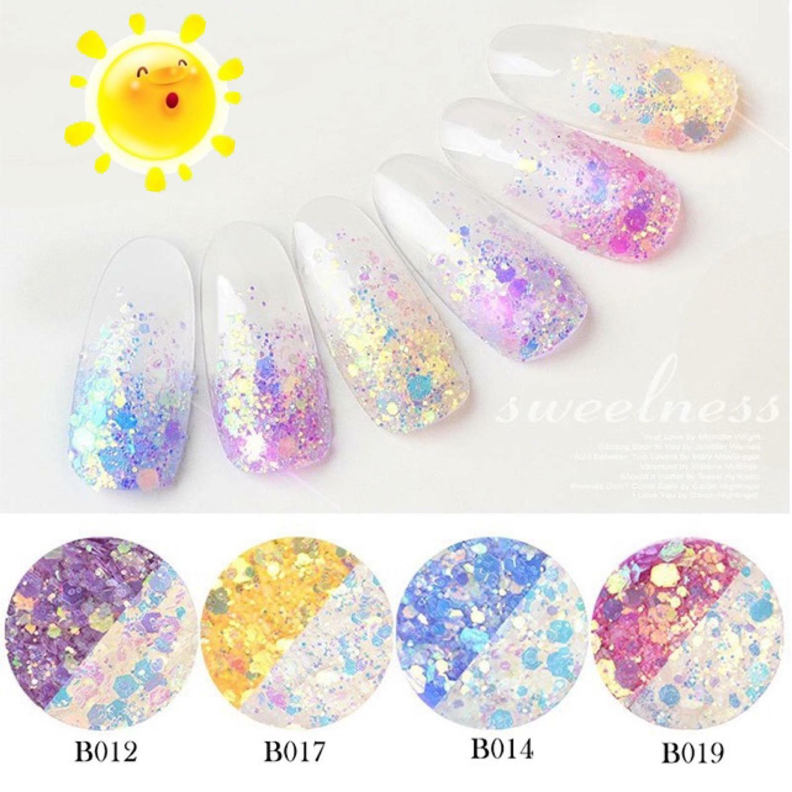Photochromic Nail Sequins UV Light Colour Changing Glitter Under Sunlight Mix UK