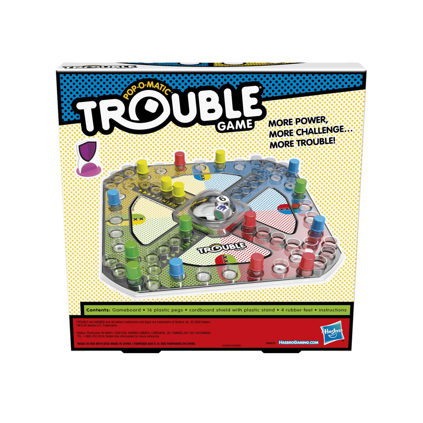 Hasbro Gaming Trouble Board Game, Includes Bonus Power Die Medium, Multicolor