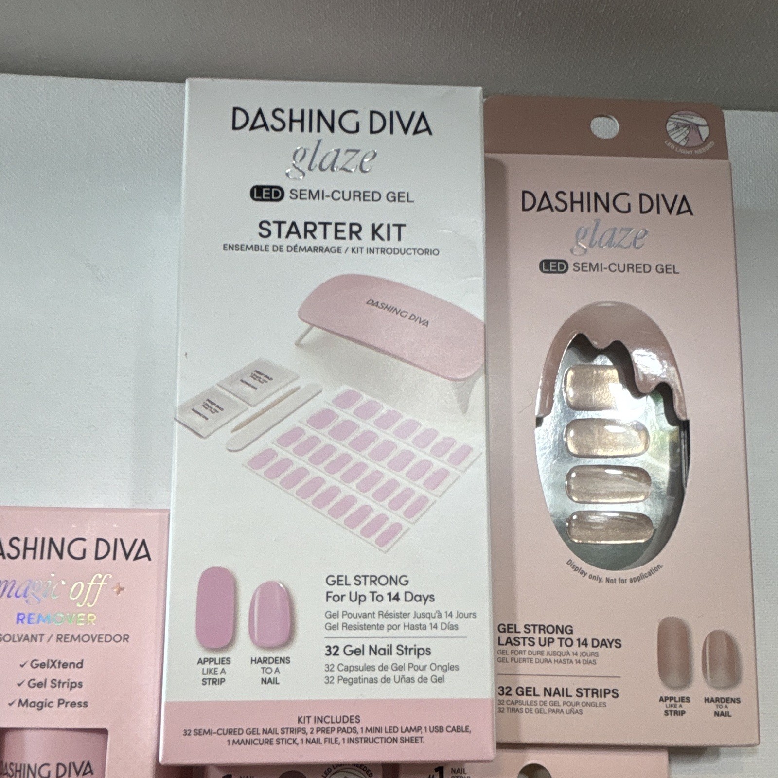 Lot of 5— Dashing Diva Glaze LED Gel Strips Starter Kit + Gloss + Magic Off