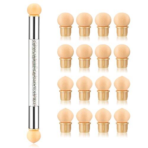 1Pc UV Gel Nail Gradient Sponges Pen With 16Pcs Replaceable Sponge Heads NO3