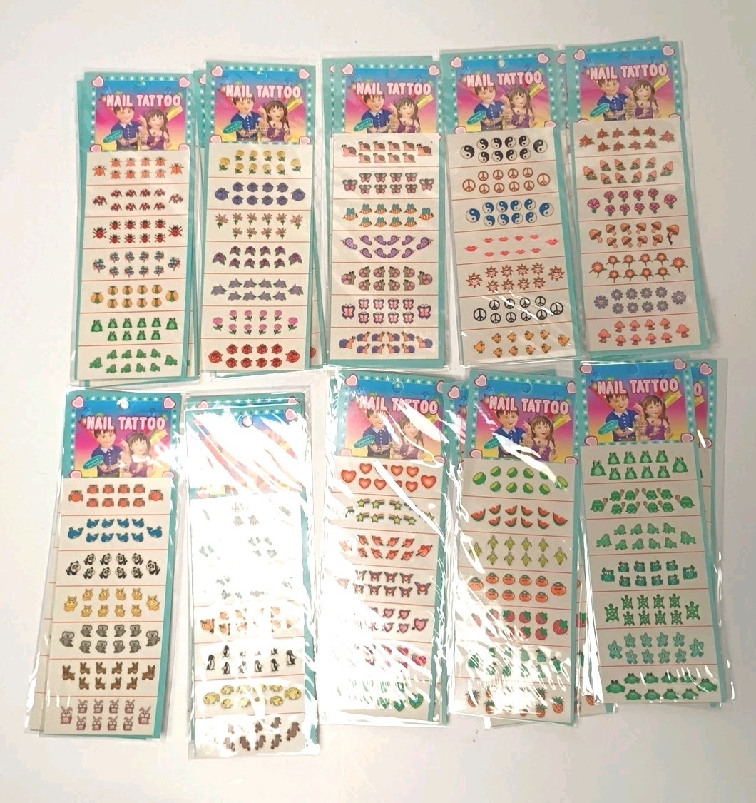 20 Sheets Art Water Transfer Frogs Ladybugs Flowers Fruit Children Nail Tattoos