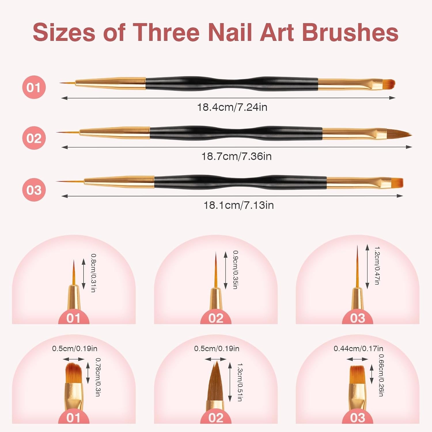 Nail Art Brushes 3PCS Nail Brush Set with Gel Polish Pens and Liner Brush for…