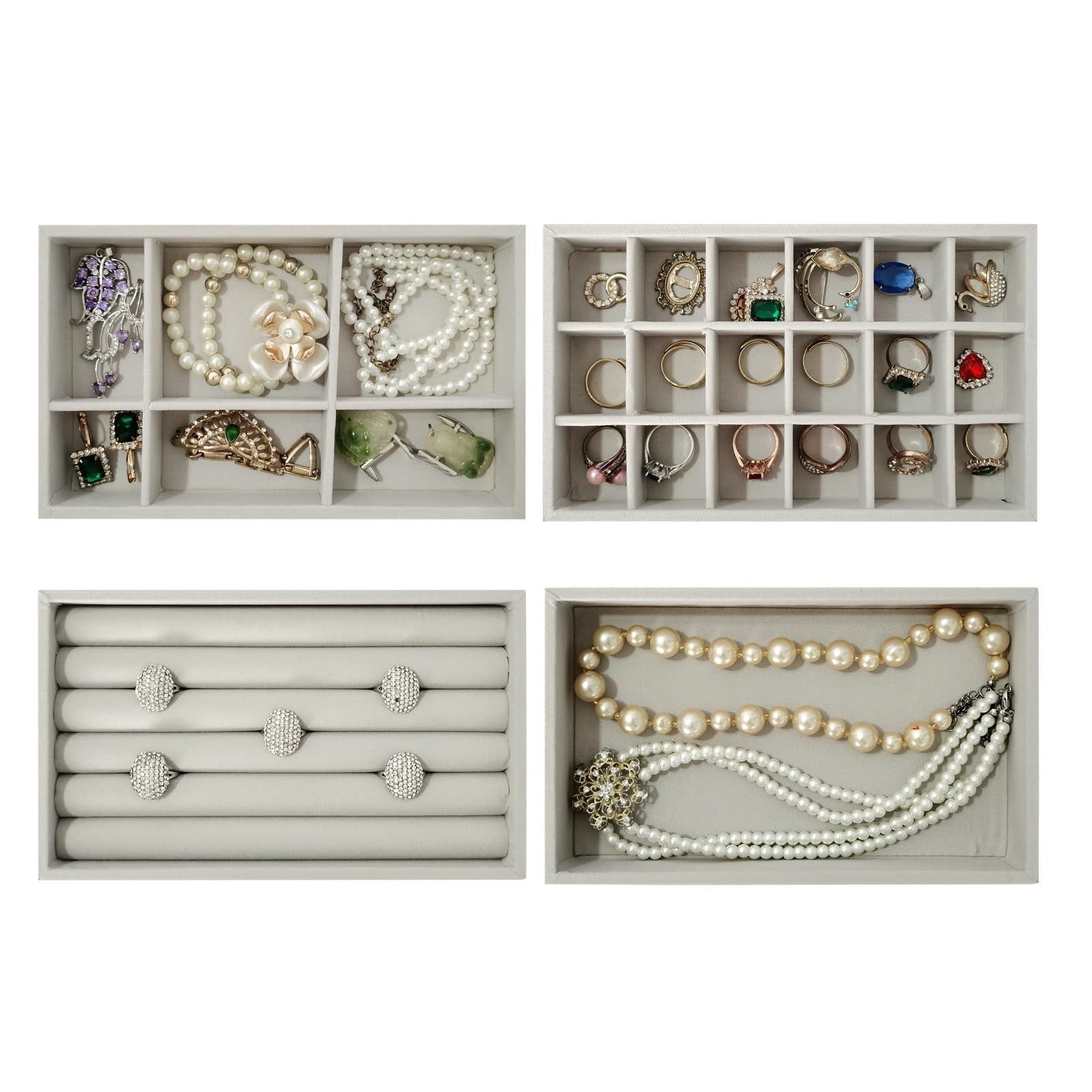 SCIKHEFT Stackable Jewelry Organizers and Storage with Velvet Jewelry Trays, …