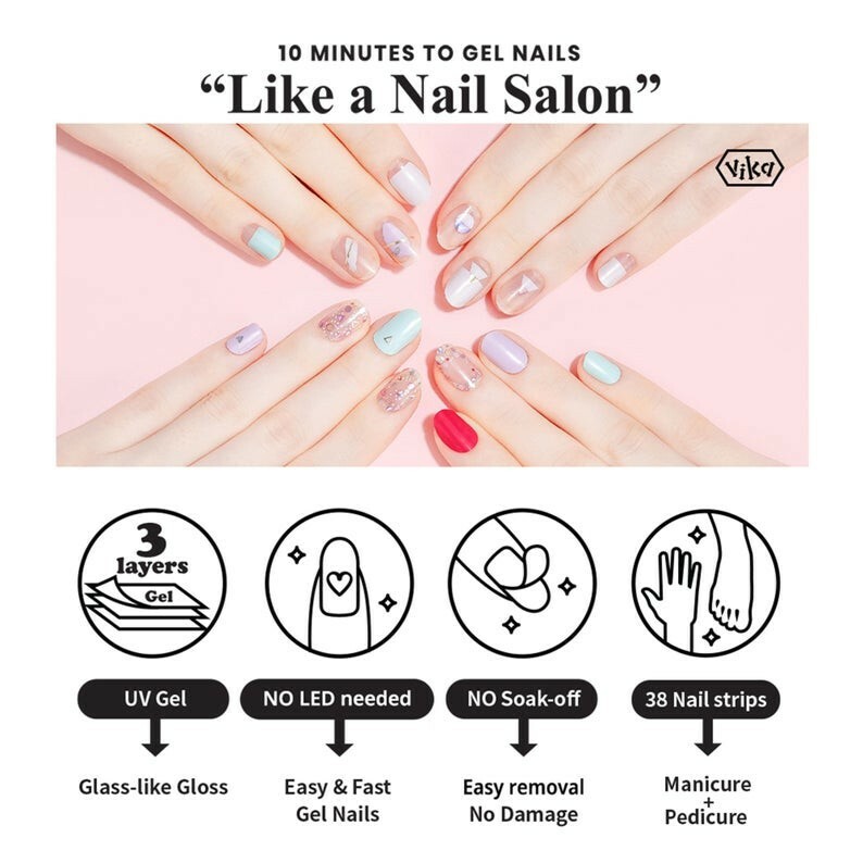 NWT Party In The Park VIKA NAILJAM Gel Nail Strip Wraps Sticker Made in Korea
