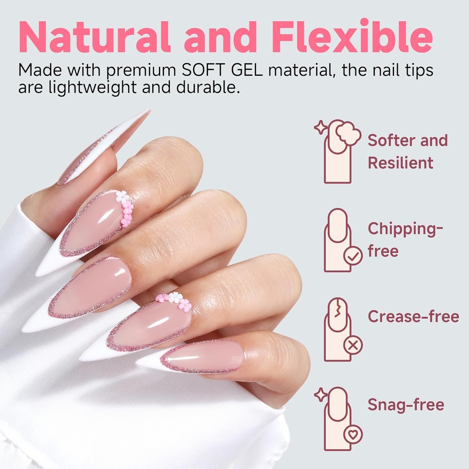 Easy Application Long Stiletto Gel Nail Tips – Pre-Buffed for Effortless Designs