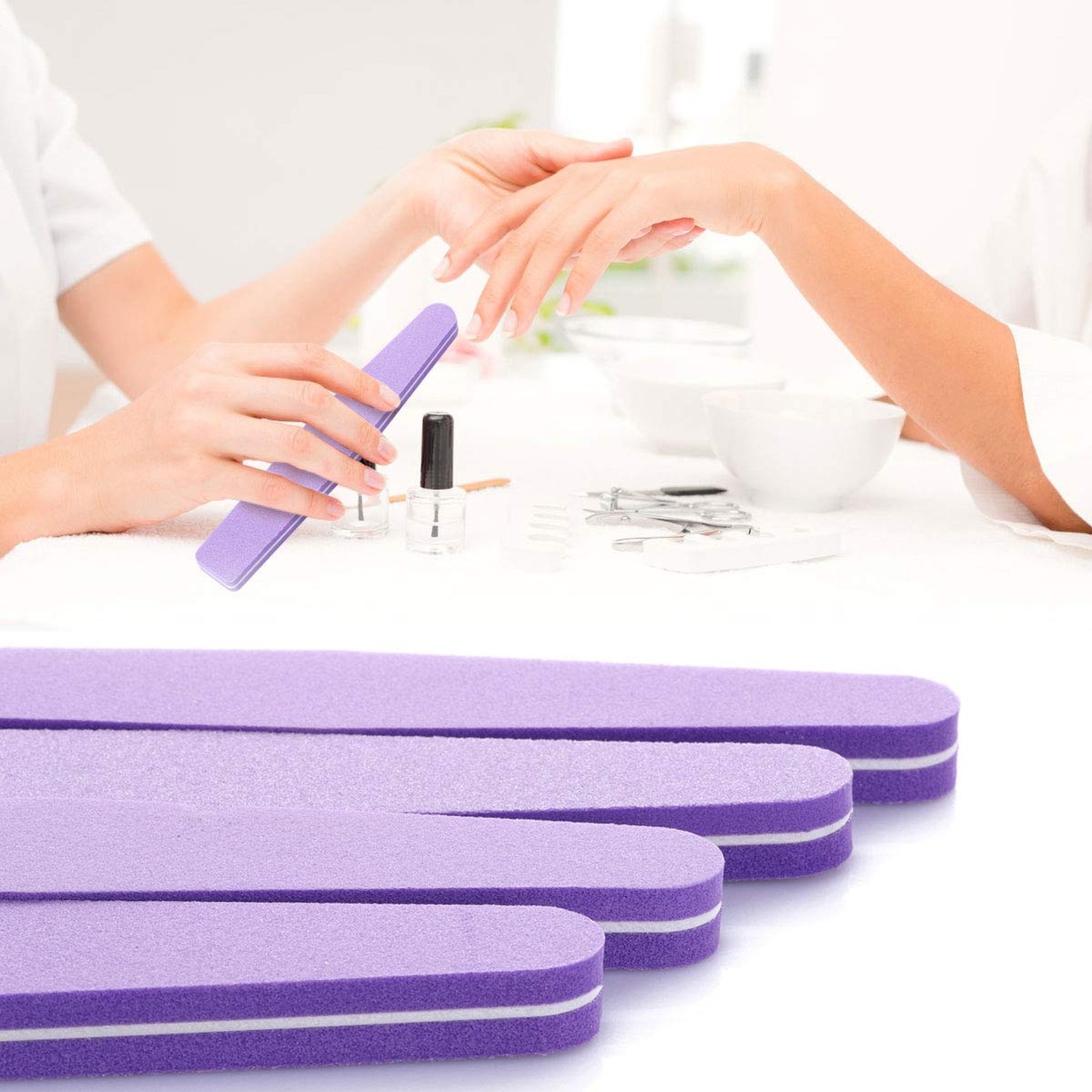 20Pcs Nail Block Buffer Files Sponge Washable Double Sided 100/180 Sanding Bu…