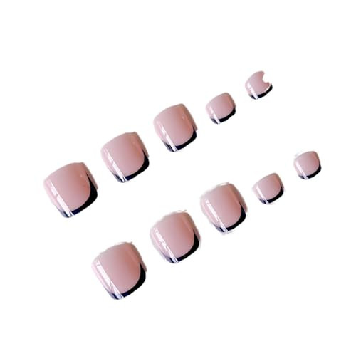 48 Pcs Black French Tip Press on Nails & Toenails Set Solid Color Short Toe