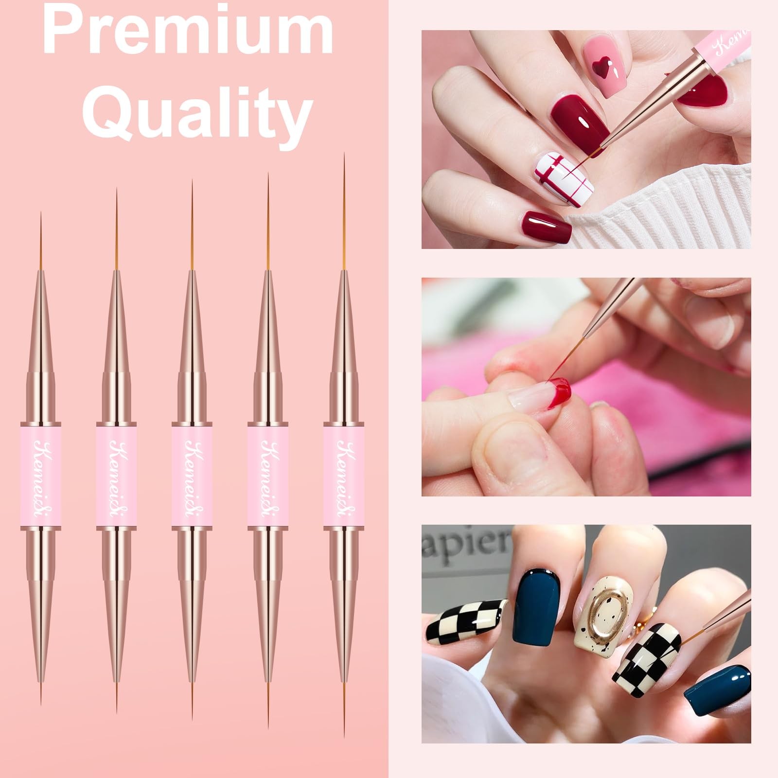 Nail Art Brush Set, 9PCS Double-Ended Acrylic Liner Brush Dotting Pen for Gel…