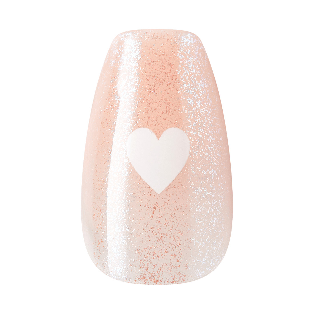 KISS 32 GLUE ON NAILS VALENTINES DAY CHEERS PINK SHORT COFFIN WITH WHITE HEARTS