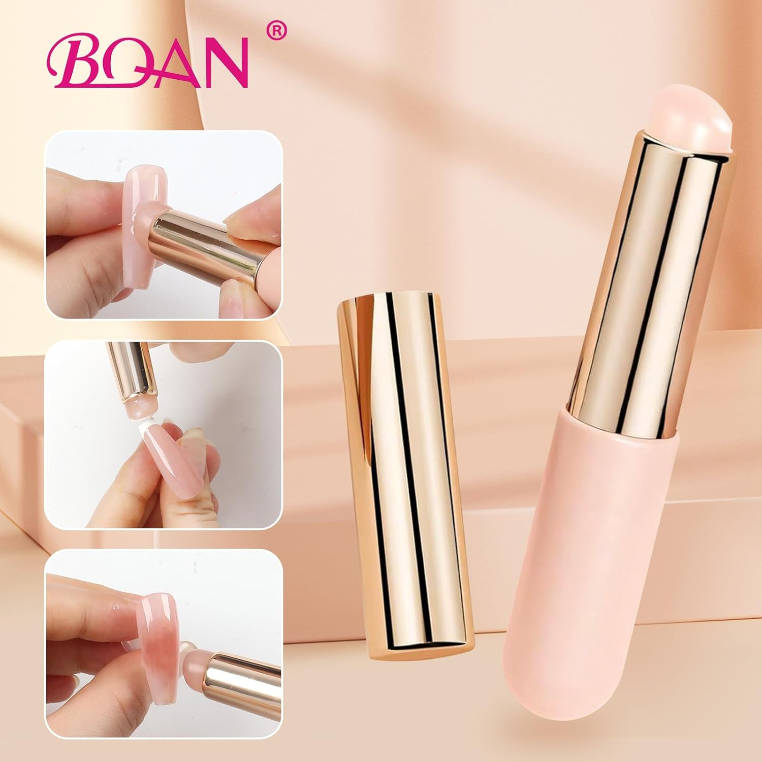 3Pcs Pink Silicone Nail Art Brushes Ombre Chrome French Nail Stamping Tools