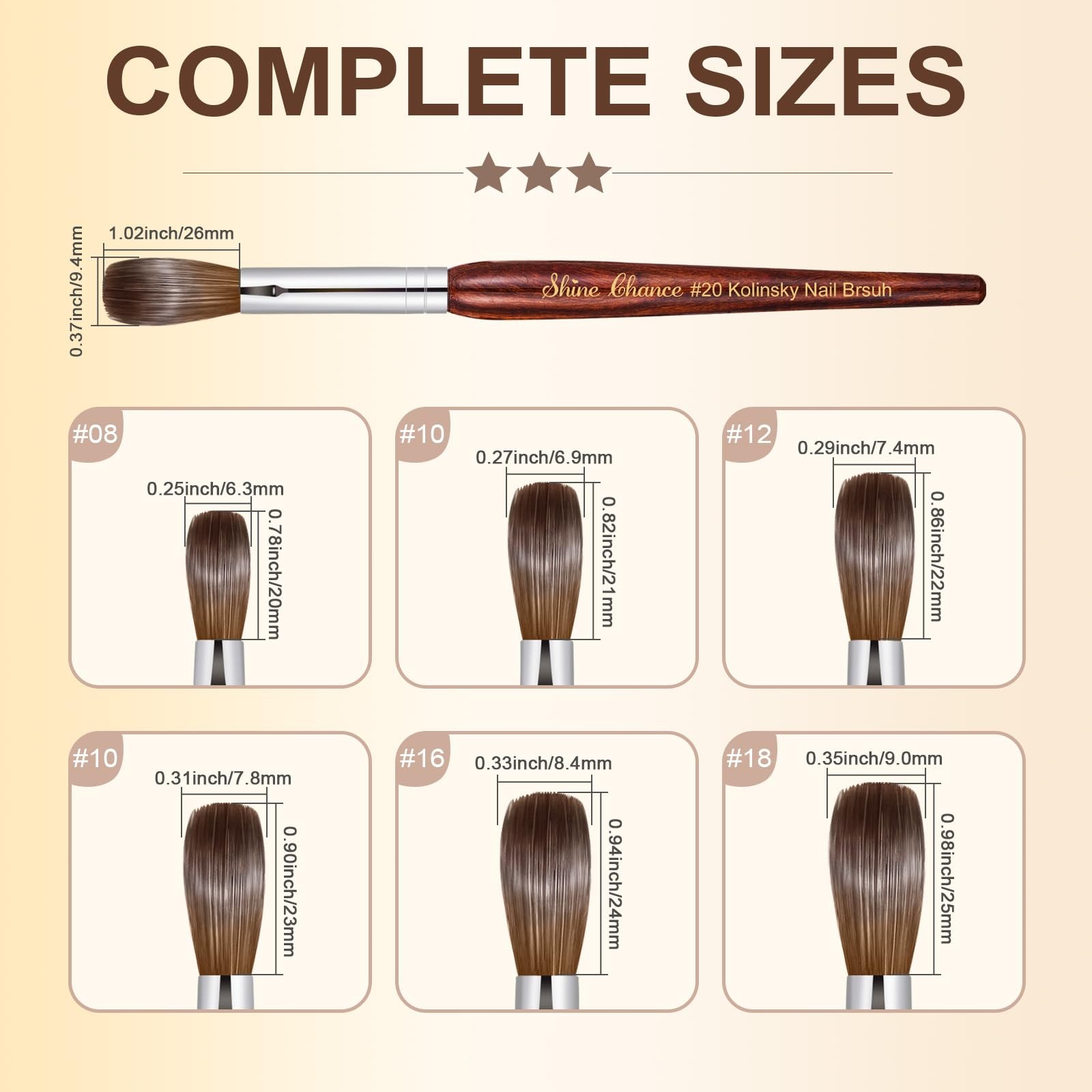 Acrylic Nail Art Brush Size 20, 100% Pure Kolinsky Hair Oval Nail Brush for A…