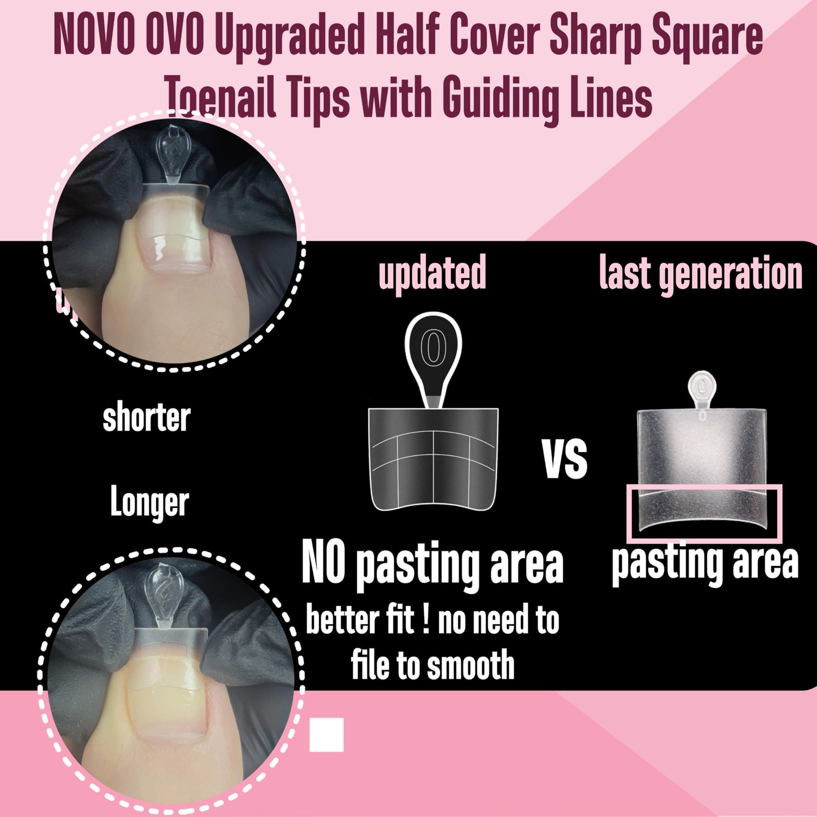 Upgraded Flexible Half Cover Soft Gel Fake Toe Nail Tips with Auxiliary Line …