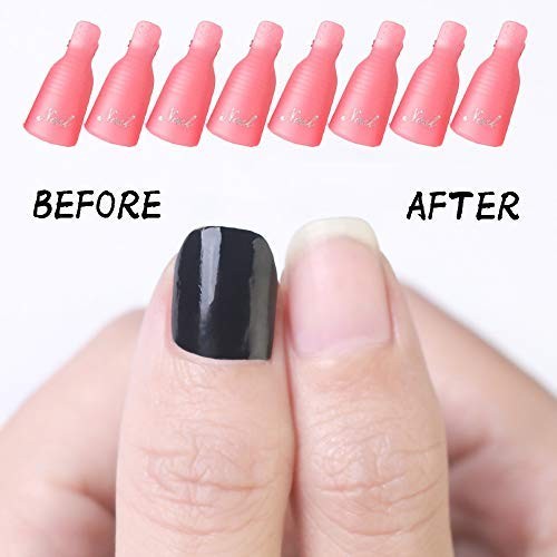 HiMo 10PC Plastic Acrylic Nail Art Soak Off Cap 10 Count (Pack of 1), PINK