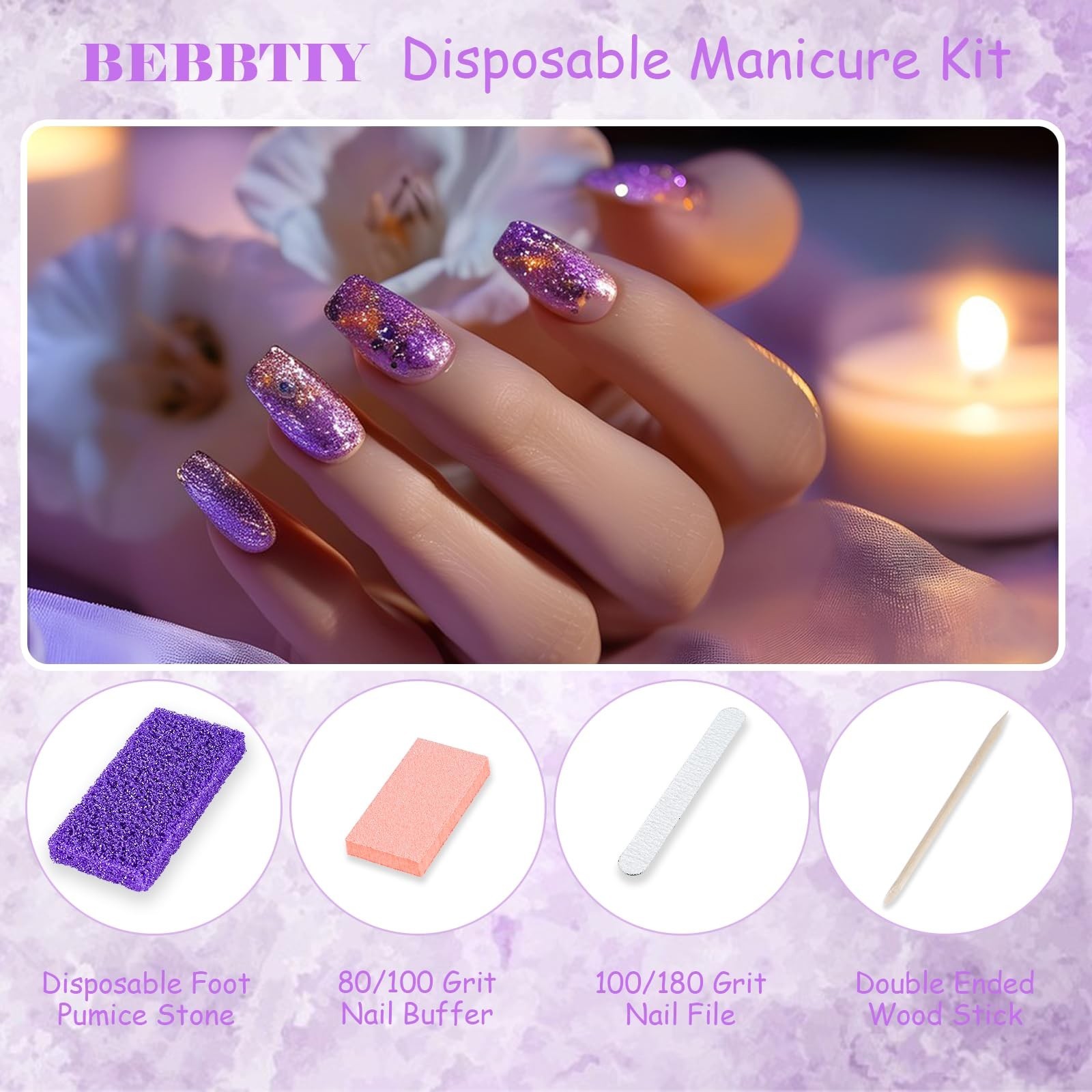 Disposable Pedicure Kit Sets, 4 in 1 Nail Salon Manicure Pedicure Kit Profess…