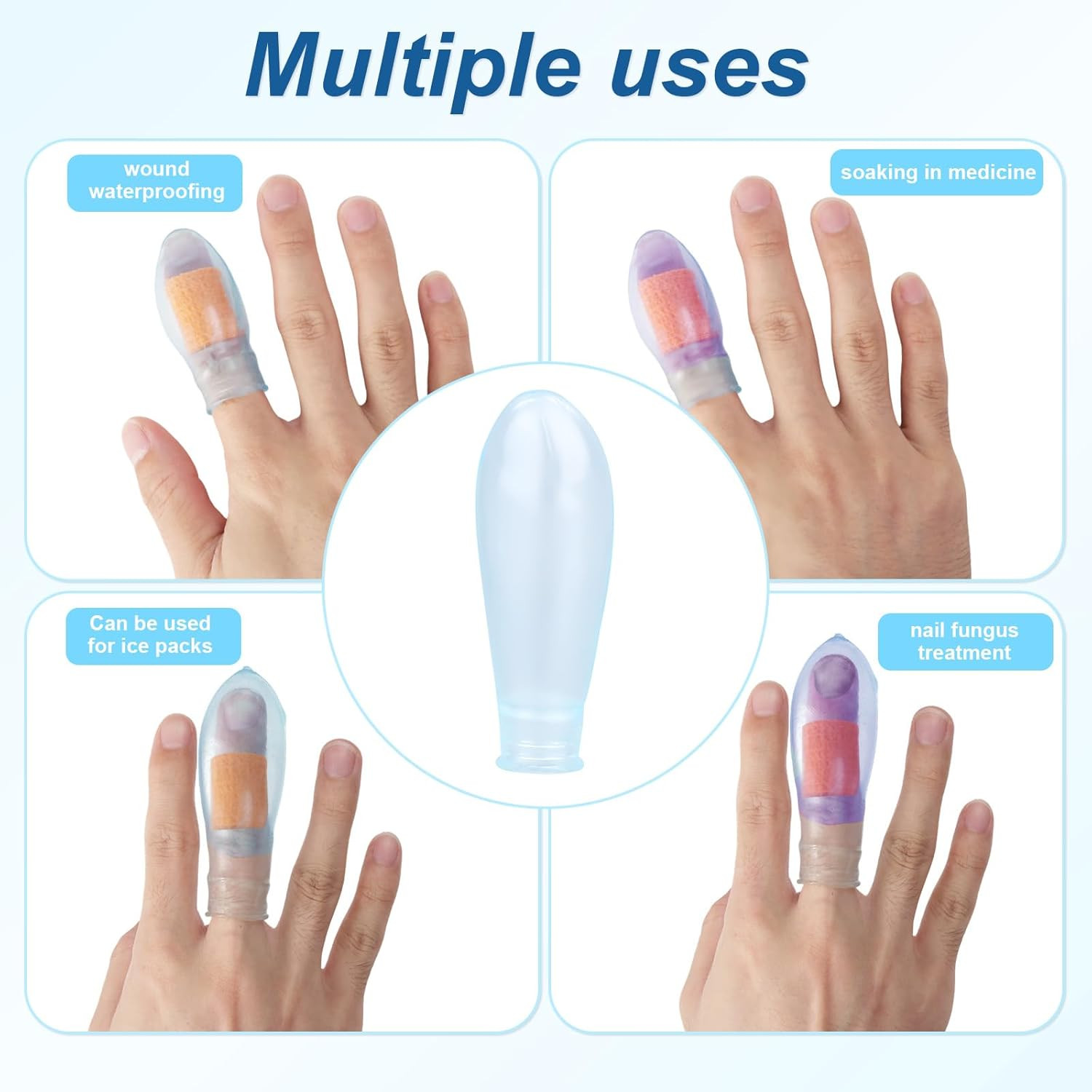 4pcs Waterproof Finger Protectors, Reusable Silicone Finger Waterproof Cover Sle