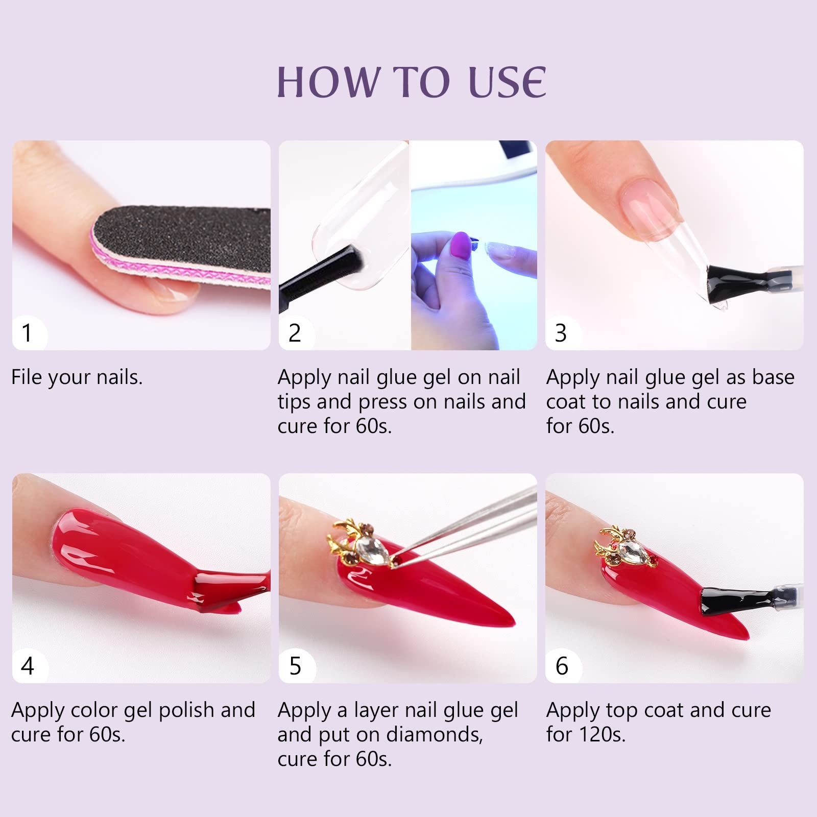 4-in-1 Nail Glue for Press Ons – 2 pcs Extra Strong UV Adhesive, Hema Free, 30 D
