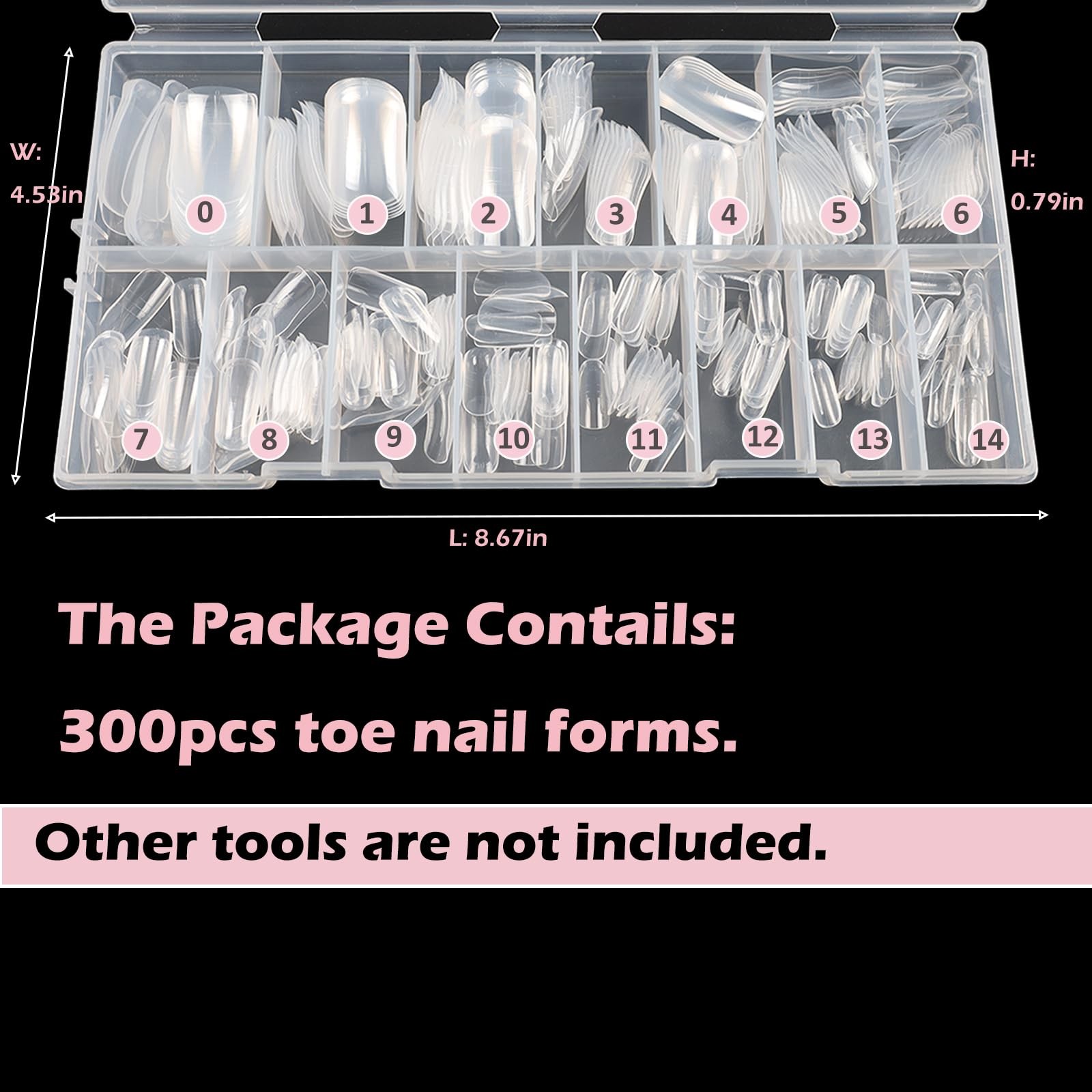 300pcs Toe Nail Dual Forms for Poly Gel Toenail Extension, Reusable Full Cove…