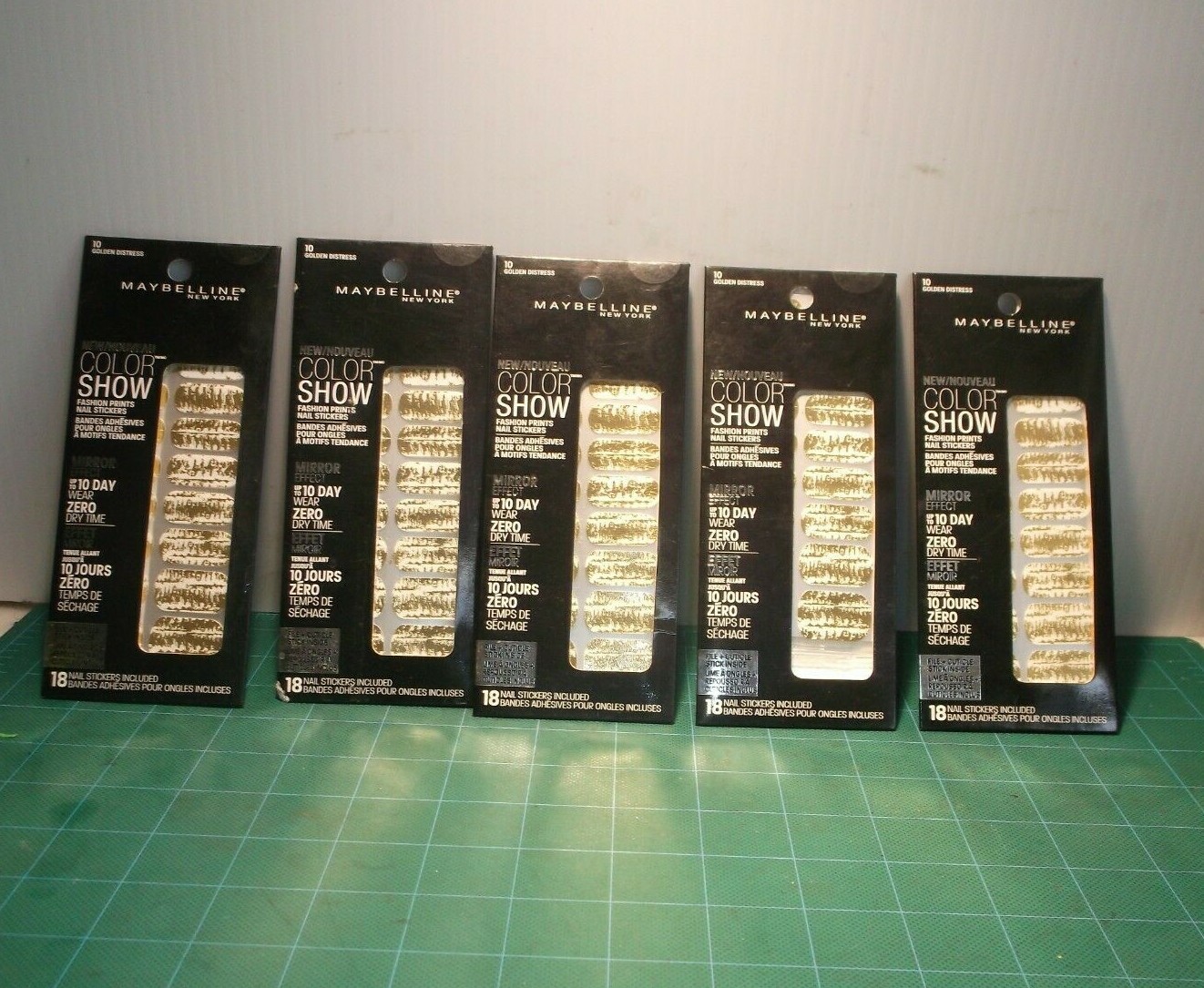 5 Packs Maybelline Color Prints Mirror Effect Nail Stickers 10 Golden Distress