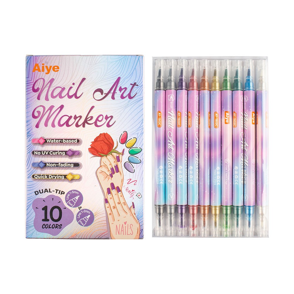 Nail Art Marker Pens Set with Vibrant Colors DIY Patterns for Professional JQ
