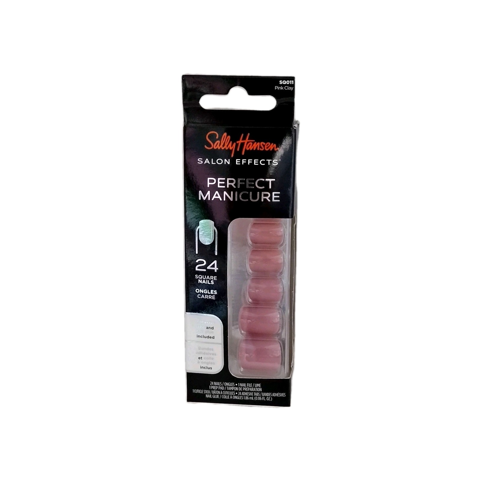 Sally Hansen SALON EFFECTS PERFECT MANICURE 24 SQUARE Press On Nails PINK CLAY
