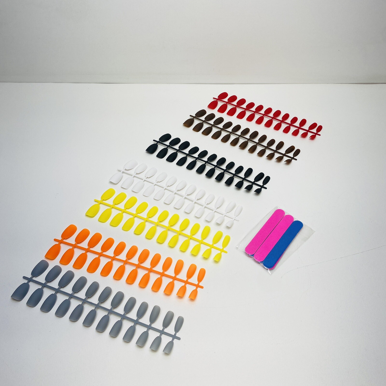 6 sets/144 Pcs Solid Colors Matte Acrylic Ballerina Coffin False Nails Full
