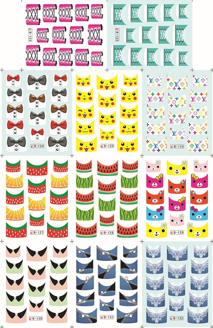 Water Transfer Feather French Manicure Nail Art Stickers Decals #B100-110
