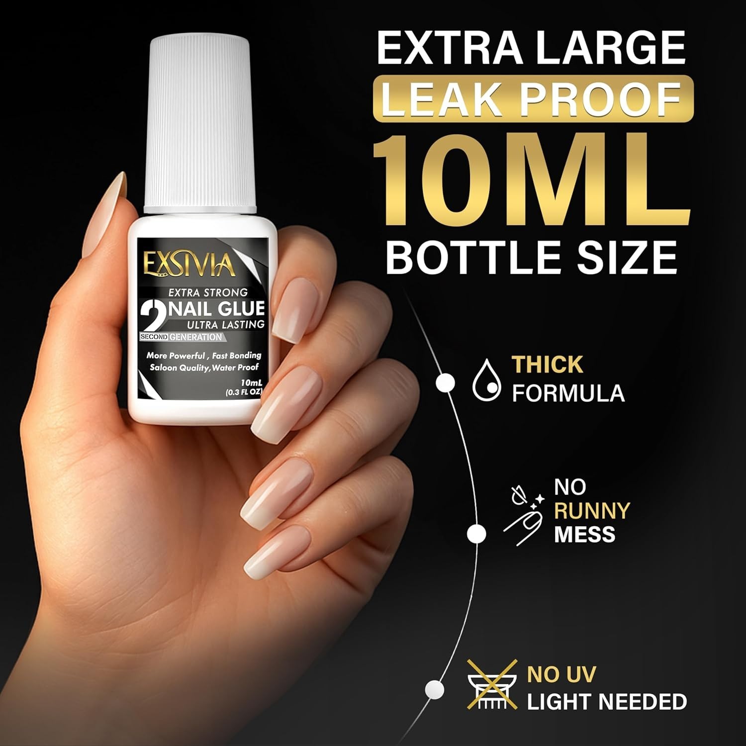 Super Strong Nail Glue for Press On Nails, Acrylic Nails & Nail Tips (10ml),Extr