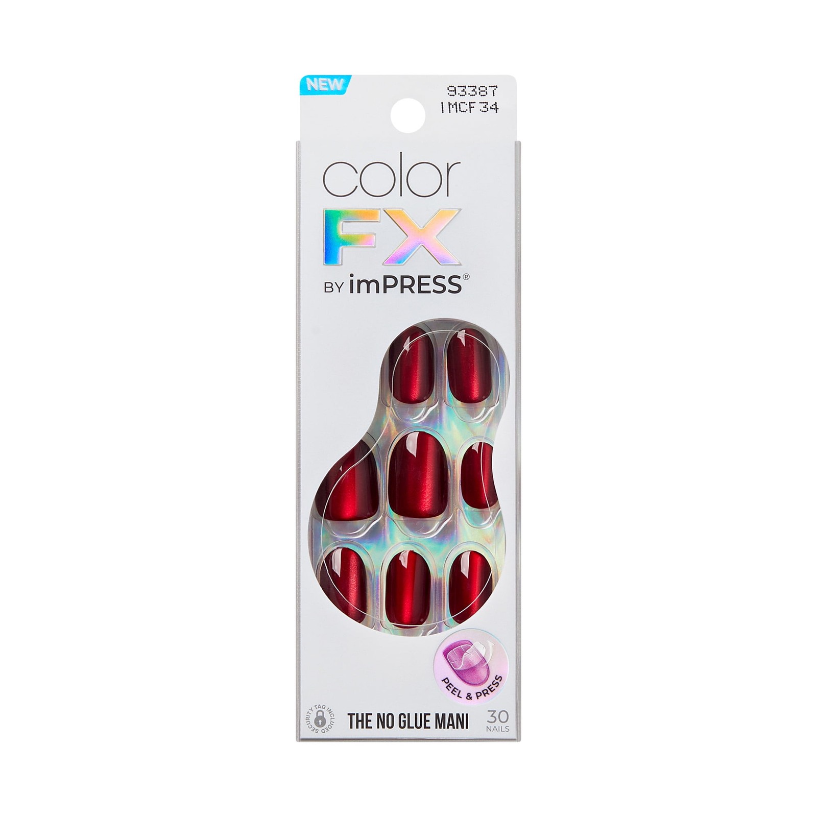 (2 pack) Kiss imPRESS Color FX Short Oval Press-on Nails, Red, 30 Pieces new